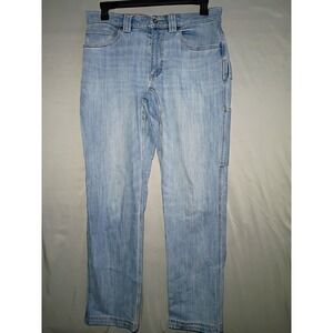 Duluth Trading Ballroom Double Flex Jeans Mens 32x34 Blue Denim Carpenter Farm